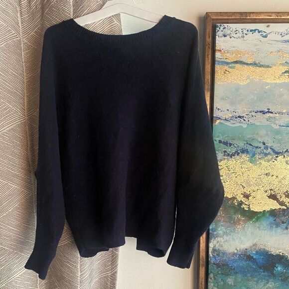 Nordstrom Collection Women 100% Cashmere Pullover Sweater Navy Blue Size Small - Picture 12 of 12